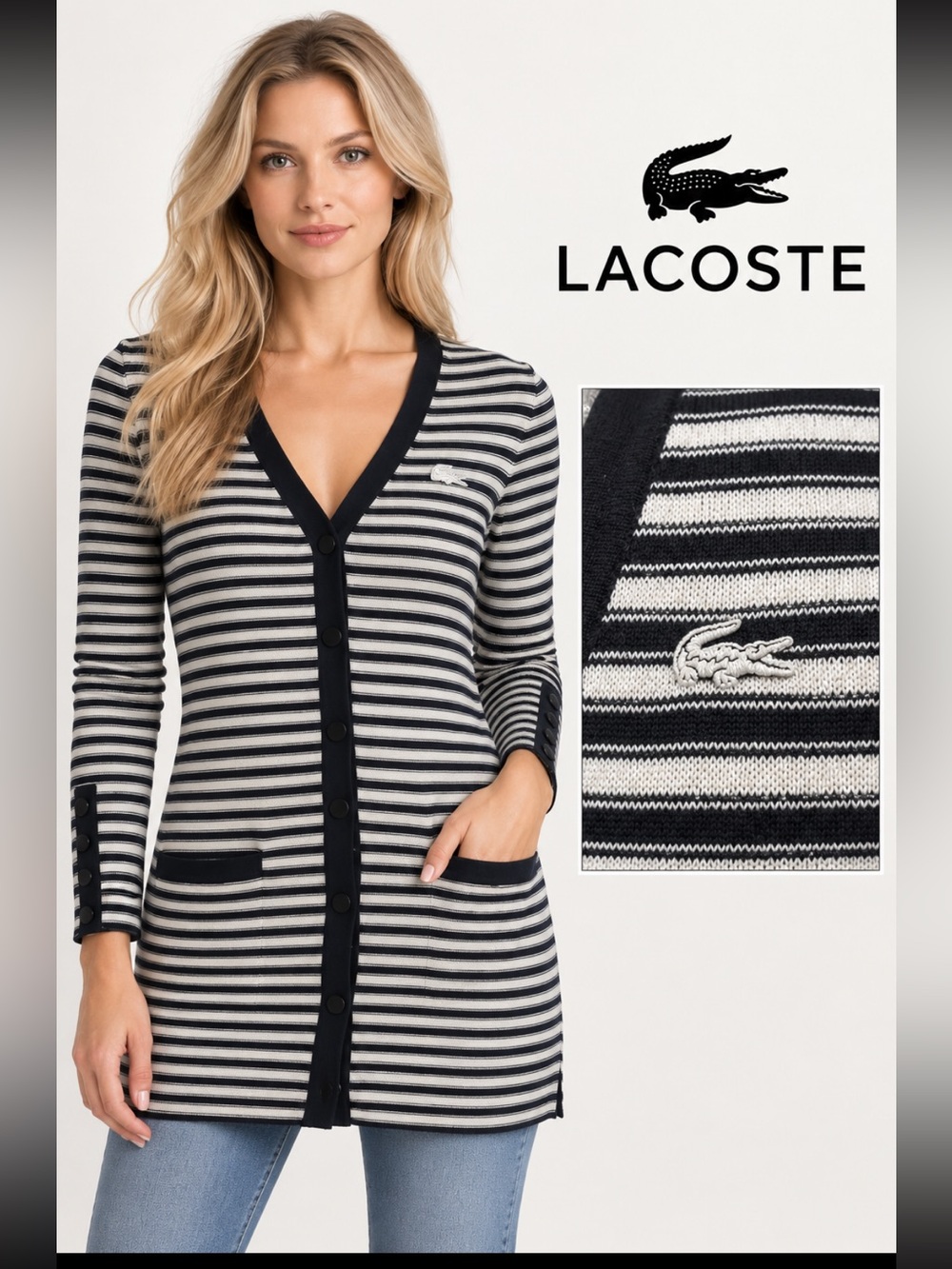 LACOSTE, the stripped long cardigan!